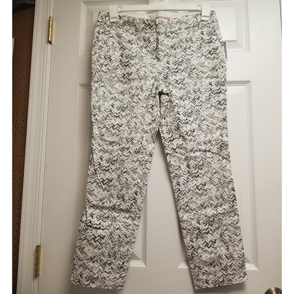 KENAR Slim Fit Chevron Printed Stretch Ankle Cropped Trousers Pants Size 6